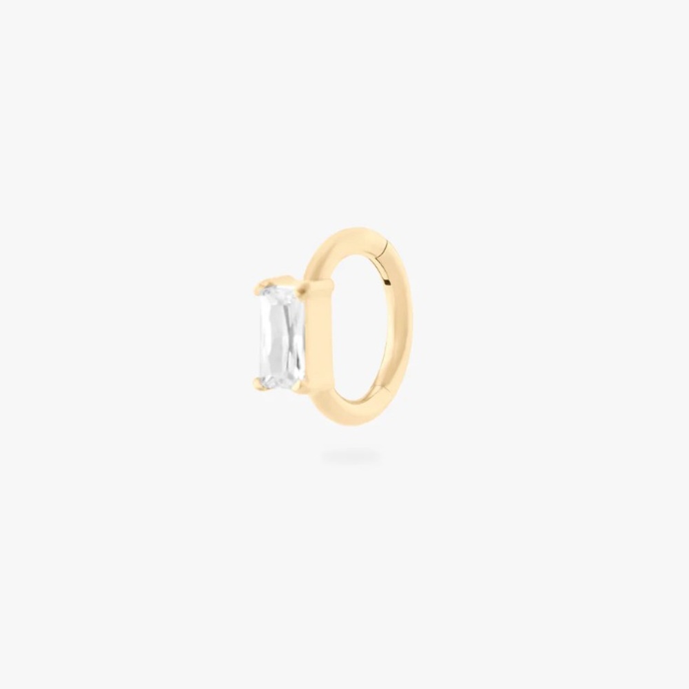 Studs Baguette Clicker 6mm- gold huggie earring- new with bag!